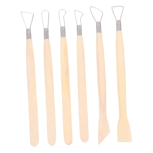 VILLFUL 6 Stück Teiliges Töpferwerkzeug Robustem Stahl und Holz Vielseitiges Modellier und Schnitzwerkzeug für Polymer Clay und Langlebig Leicht zu Reinigen für DIY Skulpturen von VILLFUL
