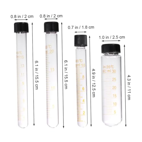 VILLFUL 8 Stück Teiliges Glas-reagenzgläser mit Schraubverschluss Hitzebeständig Langlebig zur Probenlagerung und Flüssigkeitsmessung im Labor und Alltag von VILLFUL
