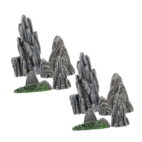 VILLFUL 8 Stück Teiliges Miniatur Felsgarten aus Langlebigem Resin Vielfältige Zen Garten Landschaftsfiguren Platzsparende Miniatur Dekoration für Bonsai und Terrarien von VILLFUL