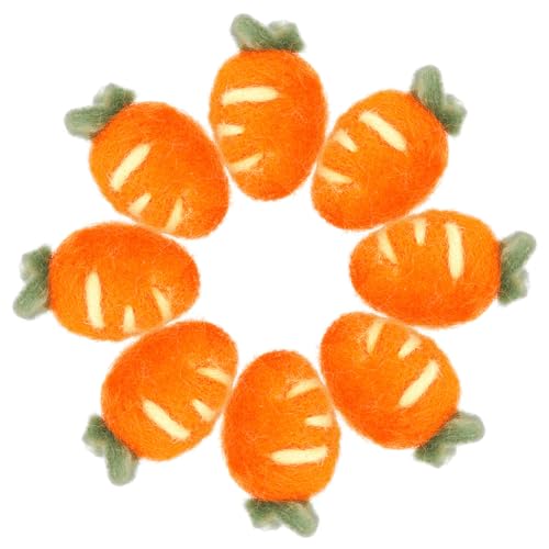 VILLFUL 8 Stück Teiliges Miniatur Wollfilz Karotten Handgefertigte DIY Filz Bastelanhänger Bunte Wollfilz Karottenornamente für Kleidung Hüte Taschen und Kreative Dekorationen von VILLFUL