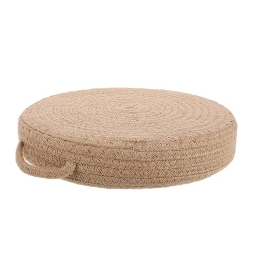 VILLFUL Geflochtener Hocker für Erwachsene Handgefertigter Sitzhocker mit Rundem Bodenkissen Leicht und Tragbar für Garten Wohnzimmer und Vielseitige Nutzung von VILLFUL