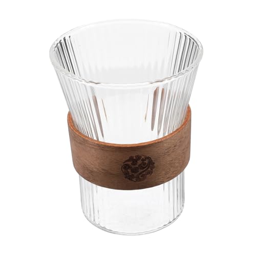 VILLFUL Glas mundspülbecher mit Holzfuß Wiederverwendbar Zahnbürstenhalter Badbecher Transparent Leicht zu Reinigen für Tägliche Mundpflege Badezimmer von VILLFUL