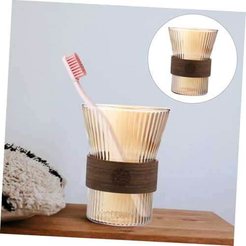 VILLFUL Glas zahnputzbecher mit Holz taillendesign Klarer Mundspülbecher Wiederverwendbarer Trinkbecher für Badezimmer Praktische Elegante Glas Tasse zum Ausspülen und Zähneputzen VILLFUL Glas zahnputzbecher mit Holz taillendesign Klarer Mundspülbecher Wiederverwendbarer Trinkbecher für Badezimmer Praktische Elegante Glas Tasse zum Ausspülen und Zähneputzen von VILLFUL