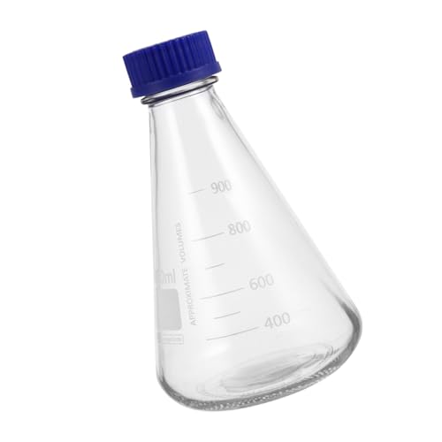 VILLFUL Graduierter Erlenmeyer kolben aus Glas mit Blauem Schraubverschluss Konischer Reagenzflasche für Chemielabor Stabiles Design Transparent und Präzise Messung für Schule und VILLFUL Graduierter Erlenmeyer kolben aus Glas mit Blauem Schraubverschluss Konischer Reagenzflasche für Chemielabor Stabiles Design Transparent und Präzise Messung für Schule und von VILLFUL