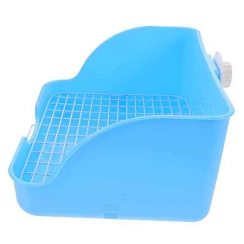VILLFUL Große Haustier Toilette aus Strapazierfähigem PP mit Wanddesign Tragbare Kaninchen Katzentoilette Vielseitiges Toiletten Tablett für Hund Meerschweinchen Chinchilla Blau von VILLFUL