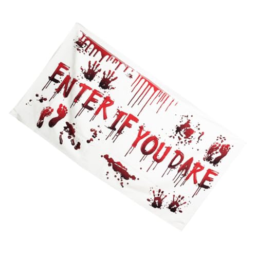 VILLFUL Halloween Deko Banner mit Schrift Dekorativer Hängeschild und Gruselige Tischdecke Halloween Party Dekoration für Zuhause Bar und Club Glatte Oberfläche Vielseitig als Wandfoto von VILLFUL