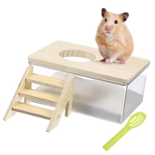 VILLFUL Hamster Sandbad mit Sandkasten Kletterleiter und Sandschaufel Kleines Tier Sandbad für Hamster Rennmäuse und Andere Kleintiere für Haustiere von VILLFUL