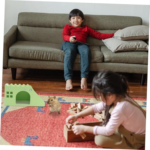 VILLFUL Hamsterhaus aus Holz mit Abnehmbarem Dach Mehrkammeriges Versteckspielzeug für Kleine Haustiere Winddichtes Nest und Tragbares Kleintierhaus für Hamster und Mäuse von VILLFUL