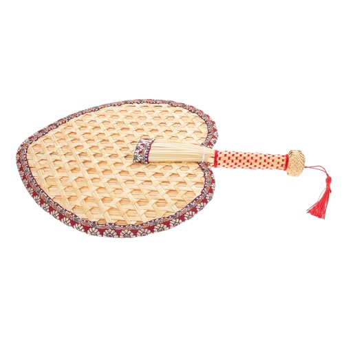 VILLFUL Handgefertigter aus Weizenstroh Leicht Handgewebt Herzförmig mit Rotem Stoffrand Natürlicher Schonender Kühlventilator für Kinderwagen und Junge Mädchen im Sommer VILLFUL Handgefertigter aus Weizenstroh Leicht Handgewebt Herzförmig mit Rotem Stoffrand Natürlicher Schonender Kühlventilator für Kinderwagen und Junge Mädchen im Sommer von VILLFUL