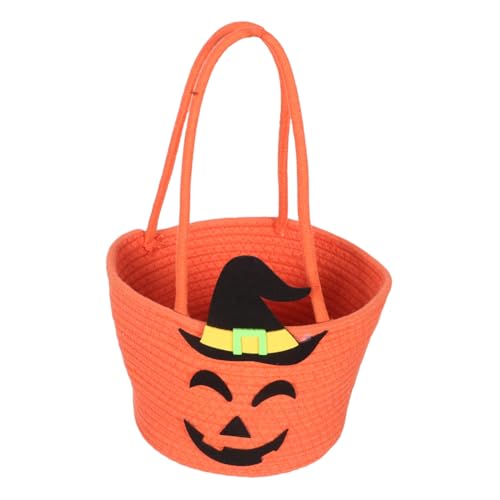 VILLFUL Handgewebter Halloween Süßigkeitenkorb mit Griffen Robuste Tragetasche für Vielseitig als Aufbewahrungslösung Bunte Diy-tasche für Trick Treat und Party von VILLFUL