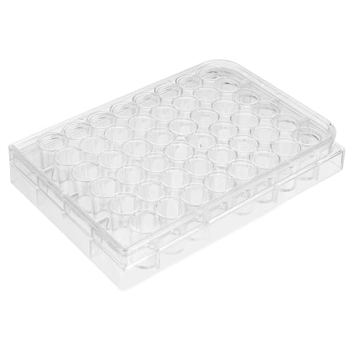 VILLFUL Hochtransparente Zellkulturplatte mit Kammern und Deckel Flachboden Gewebekultur Tablett aus Langlebigem Kunststoff Stabil für Laboranwendungen und Präzise Zellbeobachtung von VILLFUL