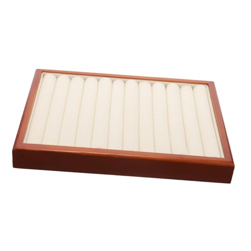 VILLFUL Holz Schmuck Display Tray mit Weichem Lint Futter Schmuckaufbewahrungsschale für Ringe Halsketten und Uhren Eleganter Organizer aus Massivem Holz für Zuhause und Laden von VILLFUL
