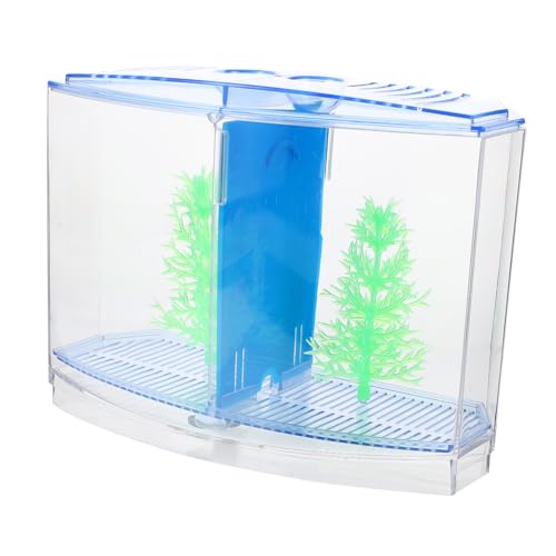 VILLFUL Klares Transparentes Mini Aquarium aus Kleines Zuchtbecken für Goldfische und Garnelen Zweigeteilt Dekoratives Fischzucht für Zuhause Einfach zu Überwachen und Pflegen von VILLFUL
