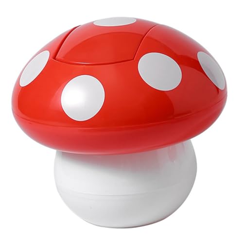 VILLFUL Kleiner Tischmülleimer mit Deckel Pilzform Mini Abfallbehälter für Büro und Kinderzimmer Tragbar Kompakt Geruchsverschluss Müllkorb von VILLFUL