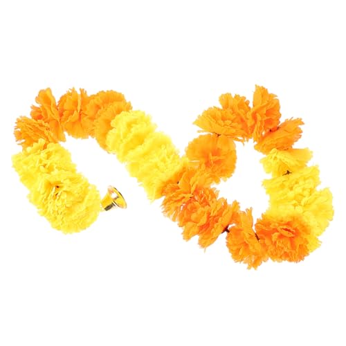 VILLFUL Künstliche Ringelblumen Girlande mit Glöckchen Langlebige Diwali Dekoration aus Seidenstoff für Hochzeiten und Feste Vielseitig Einsetzbar Leuchtende Farben für Festliche von VILLFUL