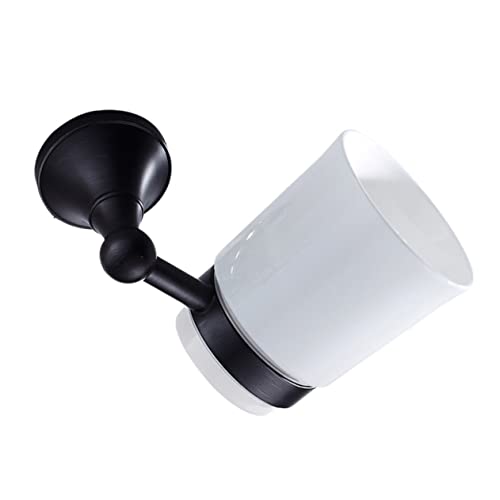 VILLFUL Kupfer Zahnbürstenhalter Wandmontage mit Keramik Becher Single Tumbler Halter Retro Stil Langlebiger Messing Bad Zubehör Schwarz Platzsparend und Elegant von VILLFUL