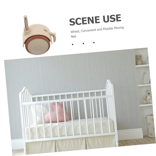 VILLFUL Lenkrollen mit Bremse für Babybetten Geräuschlose Gummiräder Schützende Möbelrollen Steckachse Flexibel Drehbar Kratzfest für Stubenwagen und Kinderbett von VILLFUL