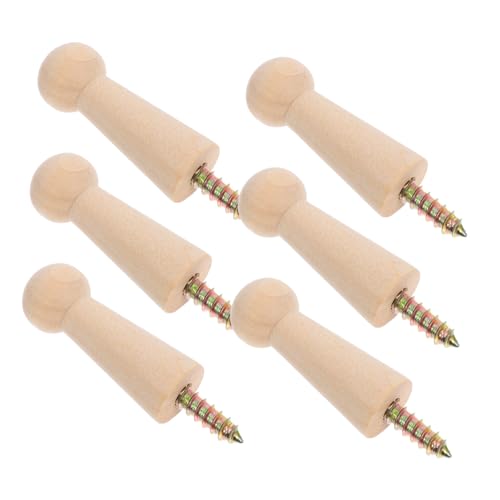 VILLFUL Stilvolle Kleiderhaken Aus Holz Robuste Wandhaken Dekorative Wandhaken Holzklammern Wandgarderobenhaken Aus Holz Zum Aufhängen 6er-set von VILLFUL