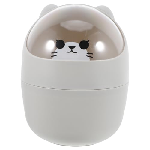 VILLFUL Mini Tischmülleimer mit Deckel Süßer Cartoon Bär Tragbarer Abfalleimer für Büro Schlafzimmer Badezimmer Multifunktionaler Mülleimer für Schreibtisch und Küchenablage von VILLFUL