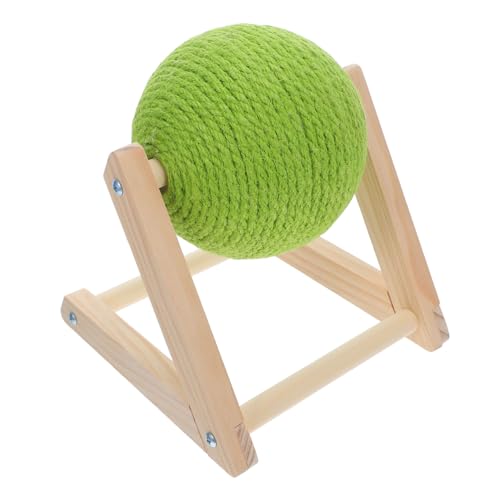 VILLFUL Natürlicher Sisal Kratzball mit Holzständer Langlebiges Handwickel Design Kratzfreundlich für Katzen Interaktives Indoor zur Krallenpflege und Bewegung von VILLFUL