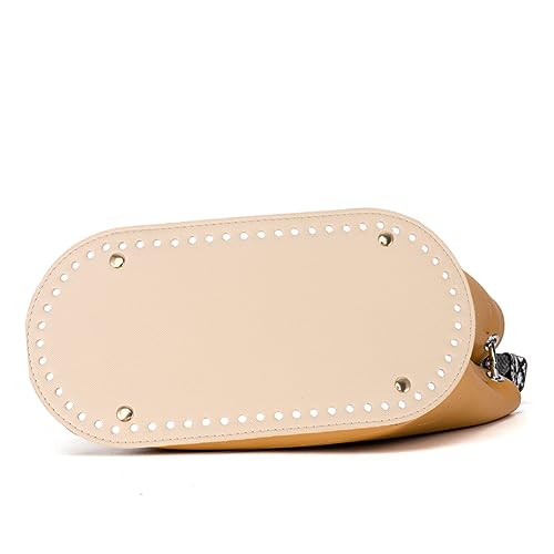 VILLFUL Ovaler PU Leder Taschenboden Handgefertigtes DIY Zubehör Robust und Langlebig mit Löchern und Nägeln Geeignet für Gehäkelte Damenhandtaschen in Apricot von VILLFUL