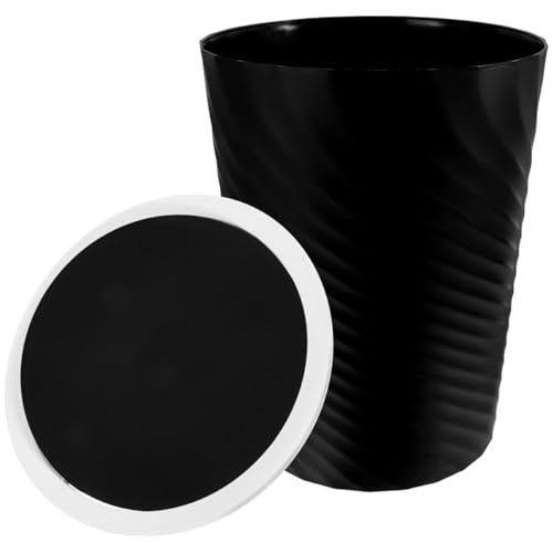 VILLFUL Schwarzer Kunststoff Mülleimer mit Schwingdeckel Verdickter Abfalleimer für Küche Wohnzimmer Büro und Bad Haushalt Abfallbehälter mit Praktischer Schwenköffnung Langlebig und von VILLFUL