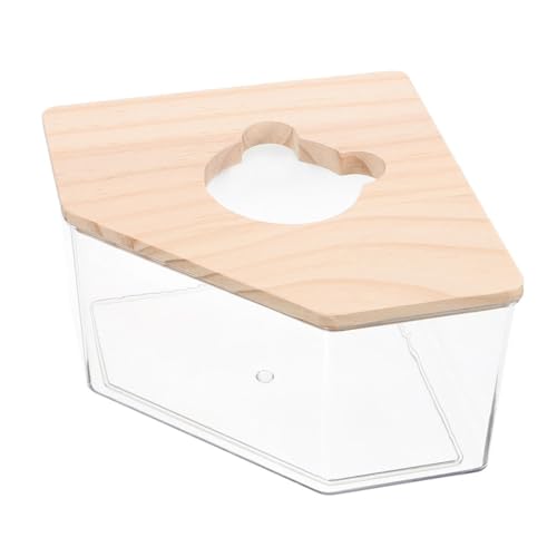 VILLFUL Transparente Hamster Sandbad Box aus Acryl mit Holzdeckel Langlebiges Sandtoiletten-Bad für Hamster Mäuse und Kleine Kleintiere Stabiler und Leicht zu Reinigender Sandkasten für von VILLFUL