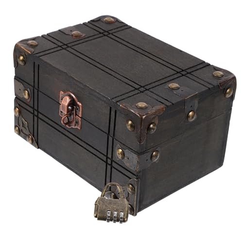 VILLFUL Vintage Holz Schmuckschatulle Stelligem Zahlenschloss Robuste Schmuckaufbewahrungskiste und Dekorative Schatztruhe für Damen und Mädchen Vielseitig als Aufbewahrungsbox oder von VILLFUL
