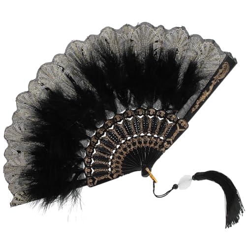 VILLFUL Vintage Plume Folding Handheld Fan für Frauen Stabiles Design mit PP Metall und Feder für Tanzpartys Hochzeiten Fotorequisiten und Outdoor-events VILLFUL Vintage Plume Folding Handheld Fan für Frauen Stabiles Design mit PP Metall und Feder für Tanzpartys Hochzeiten Fotorequisiten und Outdoor-events von VILLFUL