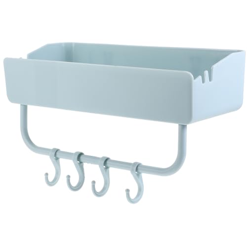 VILLFUL Wandregal Badezimmer ohne Bohren Rechteckiges Aufbewahrungsregal mit Haken Platzsparender Organizer aus Robustem Kunststoff Abnehmbar und Langlebig für Dusche und Küchenablage von VILLFUL