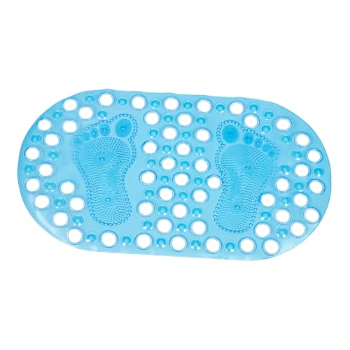 VILLFUL rutschfeste Badezimmer fußmatte mit Massageeffekt Fußabdruck Design Transparent blau Rutschhemmender Bodenbelag Sicherer Badvorleger für Bad Schlafzimmer Wohnbereich von VILLFUL