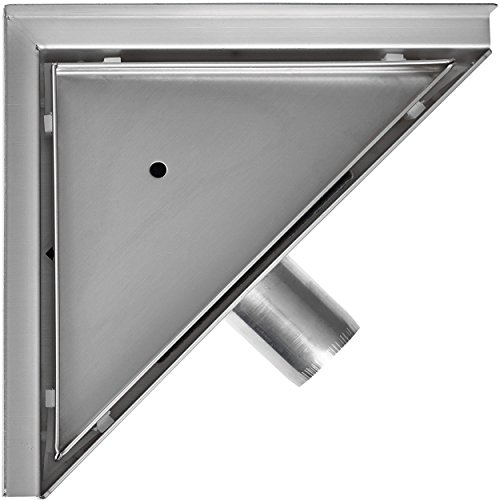 VILSTEIN© Duschrinne, Dreieck, Befliesbar, 20x20 cm, Siphon mit Geruchsstop und Haarsieb, Dreieckig, Edelstahl Ablaufrinne, Bodenablauf, Duschablauf, Komplettset mit Bodenbefestigung von VILSTEIN