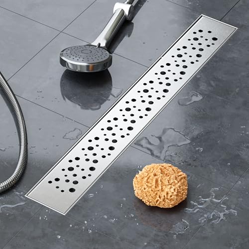 VILSTEIN Duschrinne 110cm, Edelstahl Bodenablauf Komplettset, extra flach, Siphon mit Geruchsstop, Haarsieb - Kreise VILSTEIN Duschrinne 110cm, Edelstahl Bodenablauf Komplettset, extra flach, Siphon mit Geruchsstop, Haarsieb - Kreise von VILSTEIN