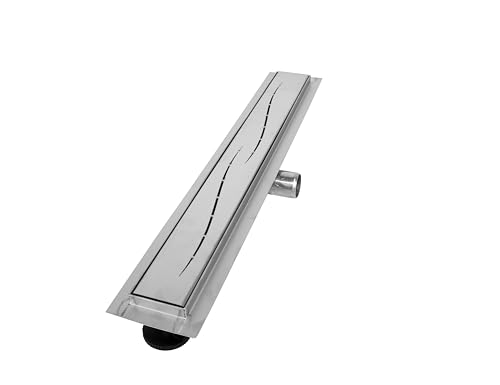 VILSTEIN Duschrinne 150cm, Edelstahl Bodenablauf Komplettset, extra flach, Siphon mit Geruchsstop, Haarsieb - Welle von VILSTEIN