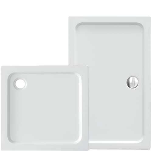 VILSTEIN® Duschwanne Sanitäracryl [80x120cm] - Stilvolle Duschtasse - Duschwanne Komplettset inkl. Siphon - 5cm flaches Duschbecken mit Gefälle & Glasfaserverstärkung - Hochglanz Weiß von VILSTEIN