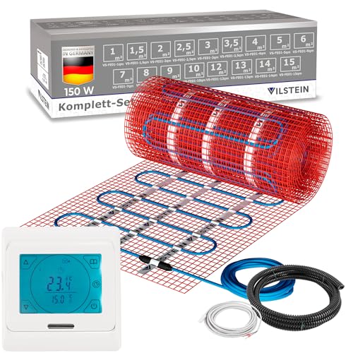 VILSTEIN Elektrische Fußbodenheizung 150W/m², für Fliesen Laminat und mehr, Komplett-Set, TWIN Technologie Heizsystem, Fußboden Heizmatte, 16.0x0.5m - 8 qm VILSTEIN Elektrische Fußbodenheizung 150W/m², für Fliesen Laminat und mehr, Komplett-Set, TWIN Technologie Heizsystem, Fußboden Heizmatte, 16.0x0.5m - 8 qm von VILSTEIN