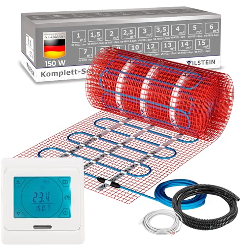 VILSTEIN Elektrische Fußbodenheizung 150W/m², für Fliesen Laminat und mehr, Komplett-Set, TWIN Technologie Heizsystem, Fußboden Heizmatte, 18.0x0.5m - 9 qm VILSTEIN Elektrische Fußbodenheizung 150W/m², für Fliesen Laminat und mehr, Komplett-Set, TWIN Technologie Heizsystem, Fußboden Heizmatte, 18.0x0.5m - 9 qm von VILSTEIN