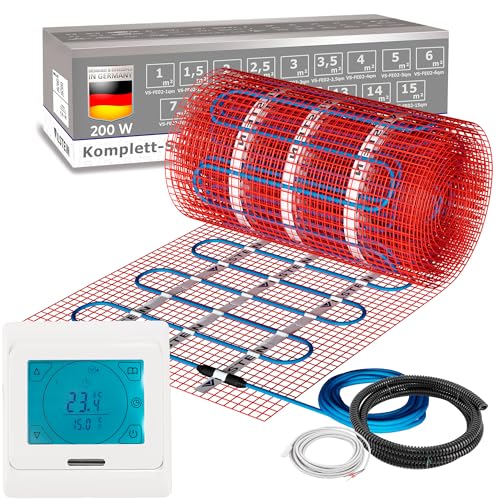 VILSTEIN® Elektrische Fußbodenheizung [200W/m²] - für Fliesen Laminat und mehr - Elektro Fussbodenheizung - Elektrische Heizmatte Fußboden - (30.0x0.5-15qm) von VILSTEIN