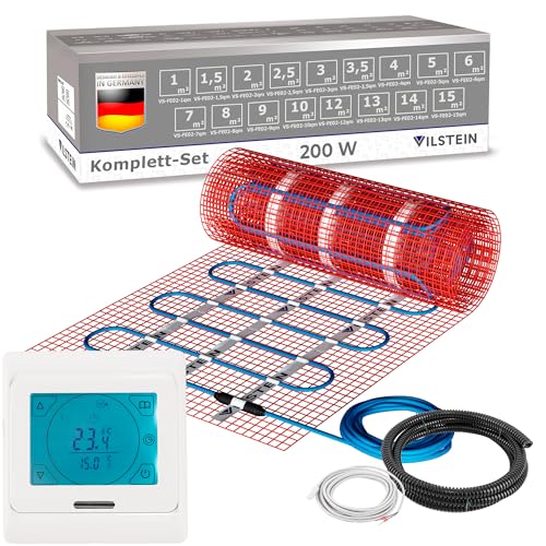 VILSTEIN Elektrische Fußbodenheizung 200W/m², für Fliesen Laminat und mehr, Komplett-Set, TWIN Technologie Heizsystem, Fußboden Heizmatte, 8.0x0.5m - 4qm VILSTEIN Elektrische Fußbodenheizung 200W/m², für Fliesen Laminat und mehr, Komplett-Set, TWIN Technologie Heizsystem, Fußboden Heizmatte, 8.0x0.5m - 4qm von VILSTEIN