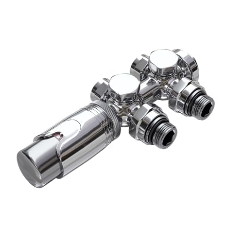 VILSTEIN Heizkörperanschluss Set | Multiblock mit Thermostat für Badheizkörper | Universal Mittelanschluss mit Thermostat in Chrom von VILSTEIN