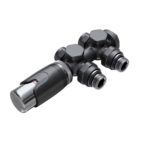 VILSTEIN Heizkörperanschluss Set | Multiblock mit Thermostat für Badheizkörper | Universal Mittelanschluss mit Thermostat in Schwarz von VILSTEIN