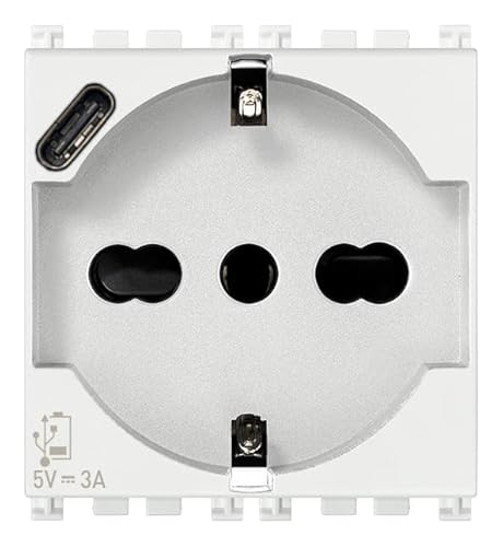 VIMAR 19210.USB.B Arké Steckdose 2 Module SICURY 2P+T 16A 250V Universal Italienischer Standard P40 Ausgang USB Typ C 5V und 3A für schnelles Aufladen, weiß VIMAR 19210.USB.B Arké Steckdose 2 Module SICURY 2P+T 16A 250V Universal Italienischer Standard P40 Ausgang USB Typ C 5V und 3A für schnelles Aufladen, weiß von VIMAR