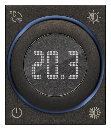 VIMAR 30810.G Smart Roll-Thermostat, Linea, Relaisausgang, Eingang für Außentemperatursensor, ON/OFF und PID-Modus, Hintergrundbeleuchtung mit Dimmung, schwarz, 2 m von VIMAR