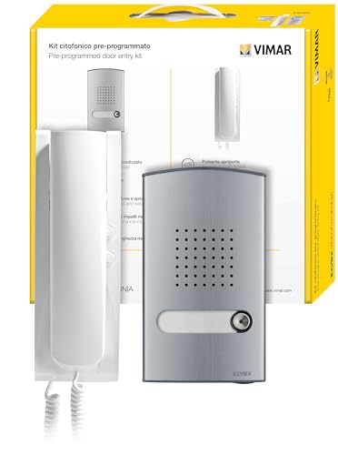 VIMAR K8879.E 2-Draht-Sprechanlage Plus enthält: Audiogeräte, 1-Familien-Audioplatte, Gegensprechanlage mit 2 Tasten, Netzteil von VIMAR
