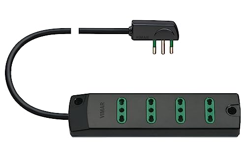 VIMAR Steckdosenleiste 4 Steckdosen Stecker platzsparend 16 A mit Kabel 1,5 m schwarz von VIMAR