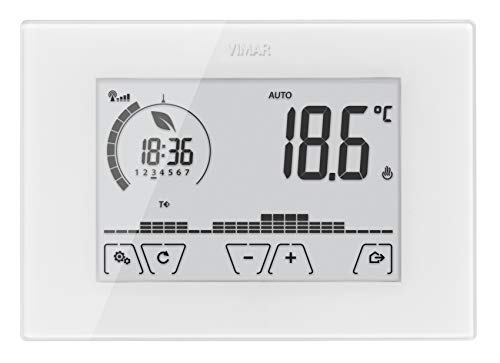 Vimar 02907 Touchscreen-WLAN-Thermostat für lokale oder erweiterte Regelung der Temperatur über dedizierte App aus der Ferne, Spannungsversorgung 230 V~ 50/60 Hz, LED-Hintergrundbeleuchtung Vimar 02907 Touchscreen-WLAN-Thermostat für lokale oder erweiterte Regelung der Temperatur über dedizierte App aus der Ferne, Spannungsversorgung 230 V~ 50/60 Hz, LED-Hintergrundbeleuchtung von VIMAR