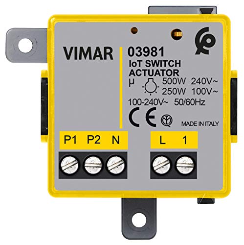 Vimar 03981 IoT-Relaismodul für Lichter, entfernte Steuerung, Über das entsprechende Gateway oder den Hub ZigBee mit Alexa, Google Home und IFTTT kompatibel von VIMAR
