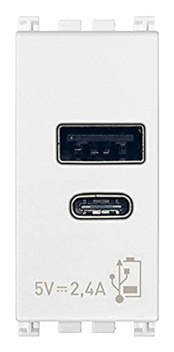 Vimar 19292.AC.B Arké USB-Netzgerät A+C 5V 2,4A 1M weiß von VIMAR