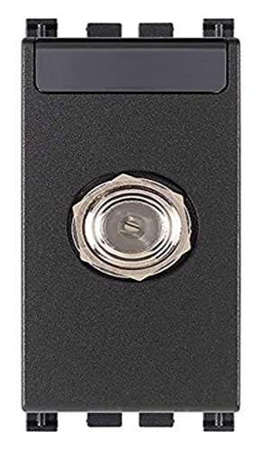 Vimar 19318 Koaxial-Steckdose Typ F (IEC 60169-24), für Frequenzen bis 2400 MHz, Eingangs/Ausgangsverbindung mittels Schraubverbinder Typ F 01654, serie Arké, grau von VIMAR