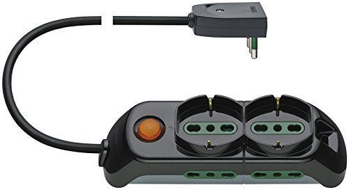 VIMAR FP00521.C Mehrfachsteckdose mit beleuchtetem Schalter, 2 Universalsteckdosen, 4 sichere Steckdosen, 1,5 m, Schwarz von VIMAR